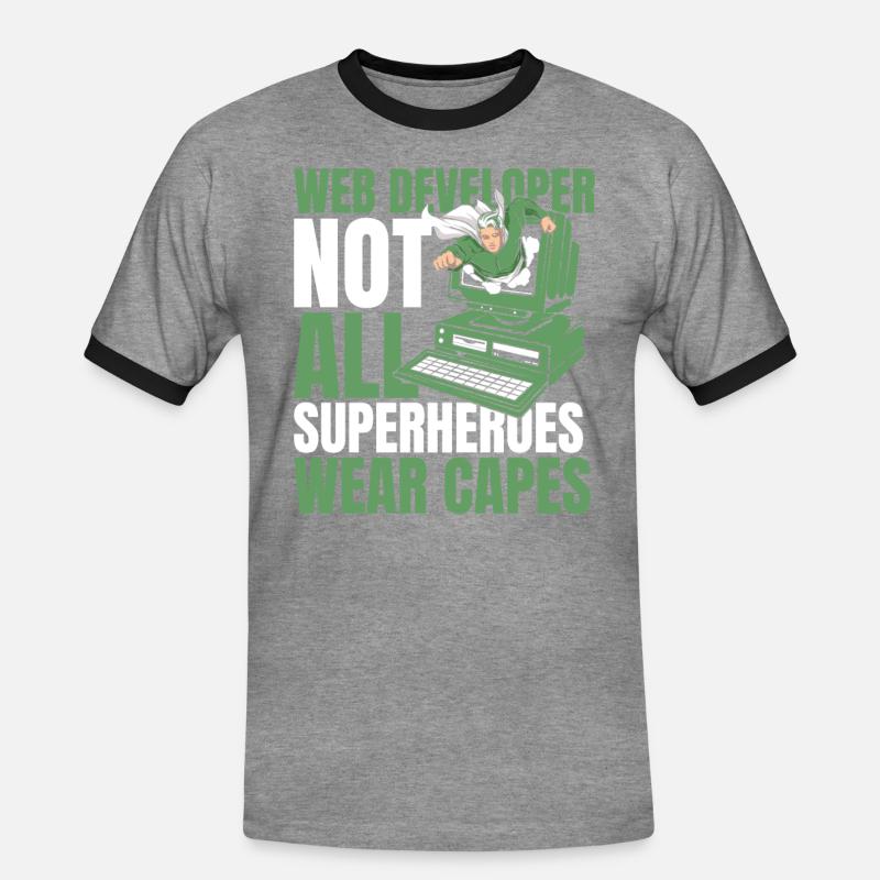 Web Developer Web Developer Superhero - Men's Ringer Shirt - heather grey/black