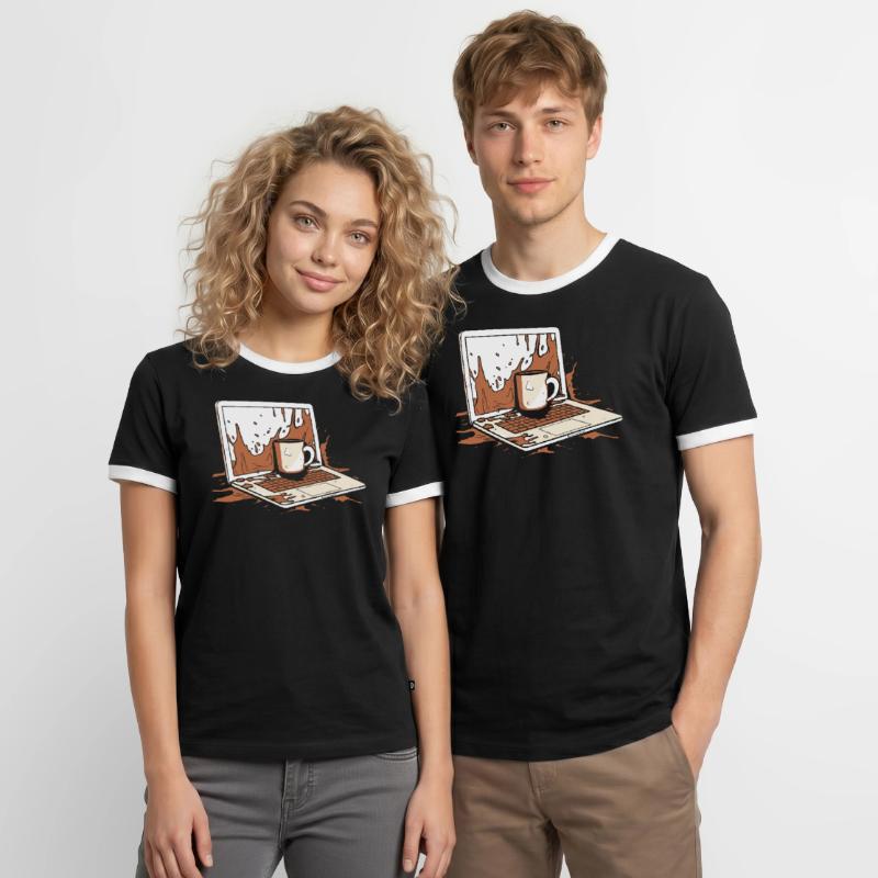 Entwickler Coder Programmierer Kaffee Männer Kontrast-T-Shirt