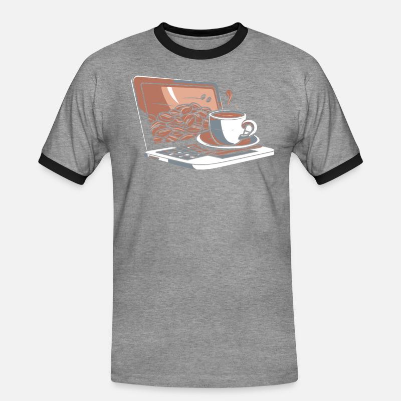 Developer, Coder, Programmer, Coffee - Men's Ringer Shirt - heather grey/black
