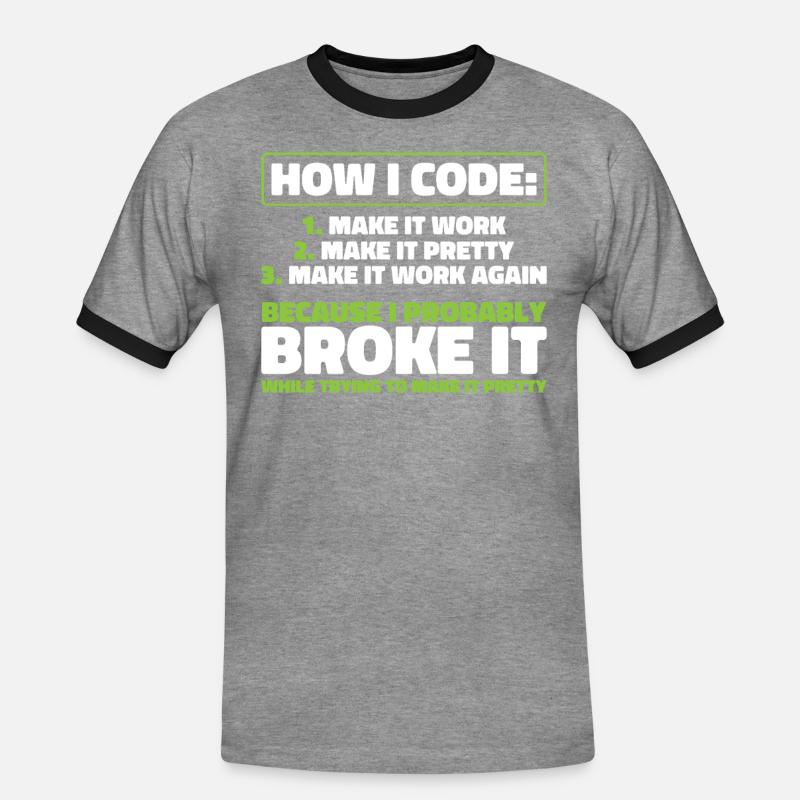 Developer, Coder, Programmer - Men's Ringer Shirt - heather grey/black