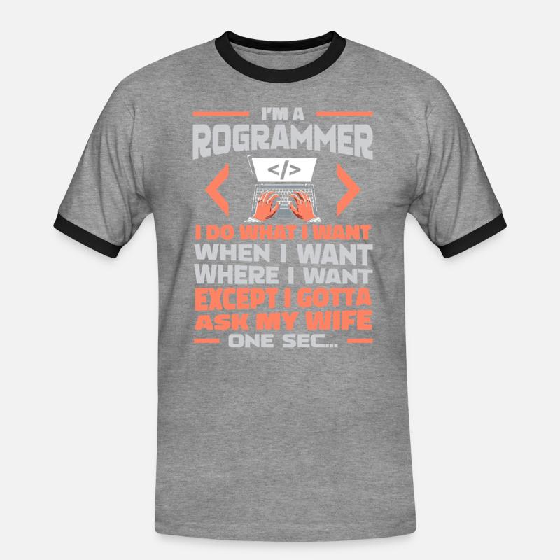 Developer, Coder, Programmer - Men's Ringer Shirt - heather grey/black