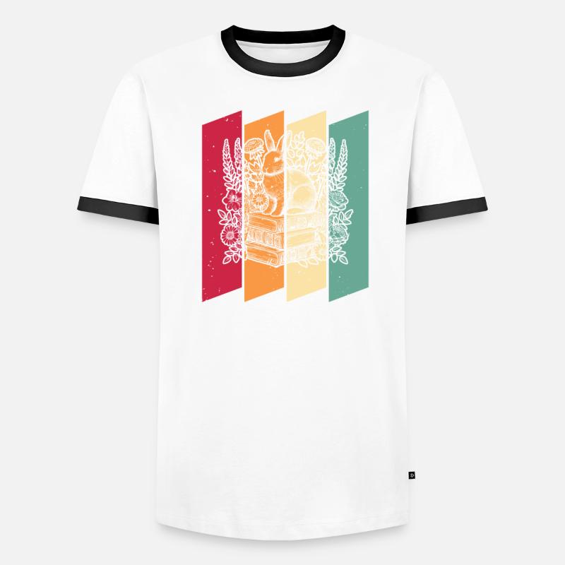 Bunny Rabbit Flower Book Reader Men's Ringer Shirt
