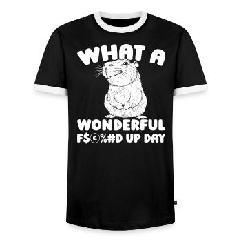 Capybara Wasserschwein Fucked Up Day - Männer Kontrast-T-Shirt - Schwarz/Weiß - Vorne - AI Model Female 172 light (172cm) & AI Model Male 178 light (178cm)