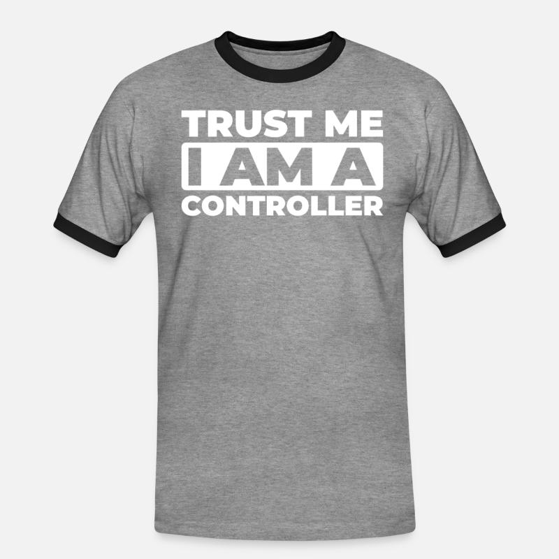 Controller - Männer Kontrast-T-Shirt - Grau meliert/Schwarz