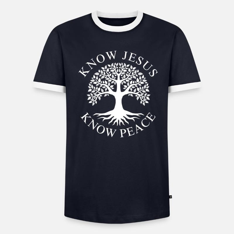 know jesus know peace Men's Ringer Shirt