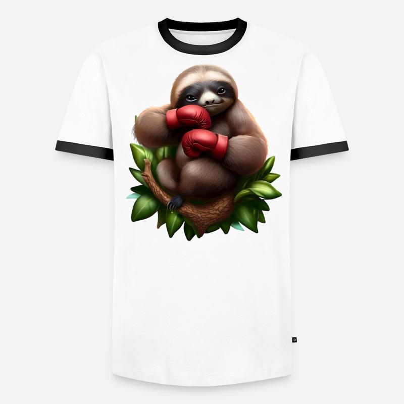 Boxing sloth on tree Men's Ringer Shirt