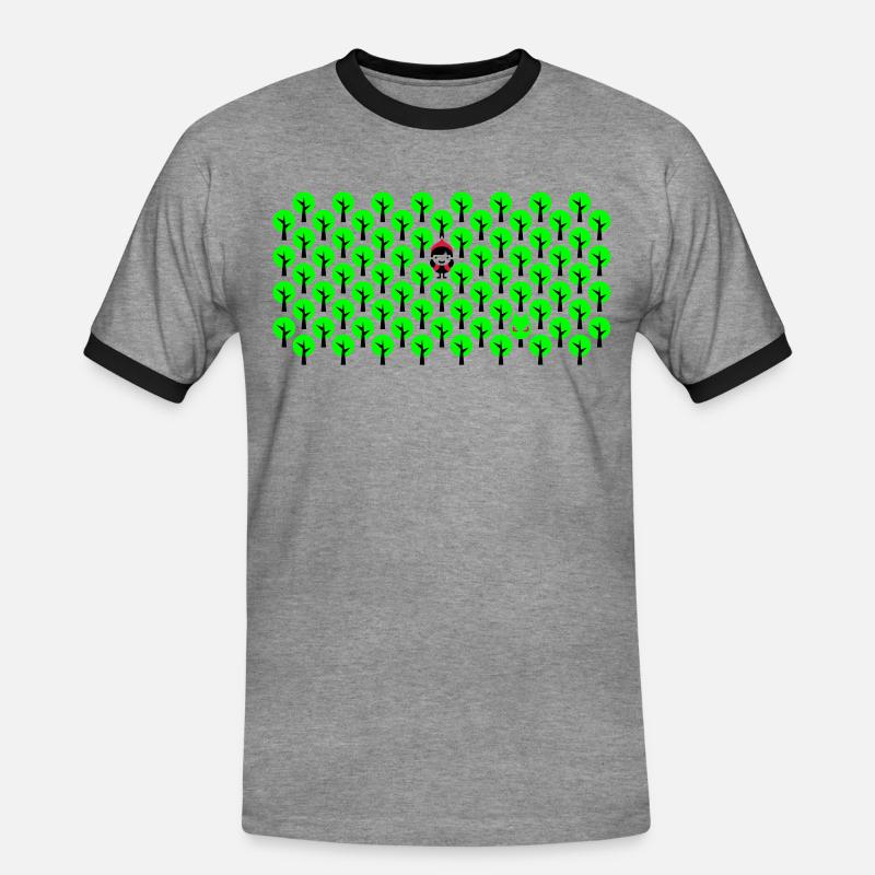 Fairytale - Rotkaeppchen - Märchen - Wolf - Quer - Männer Kontrast-T-Shirt - Grau meliert/Schwarz