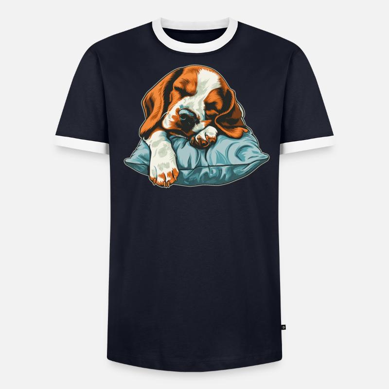 Beagle endormi T-shirt contrasté Homme