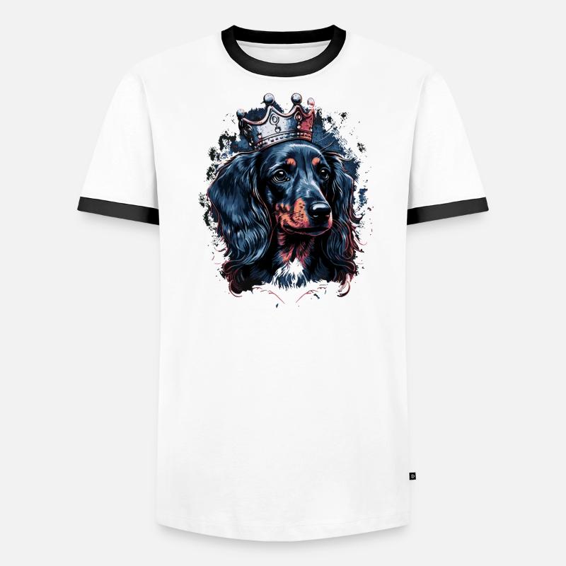 Dackel mit Krone Männer Kontrast-T-Shirt