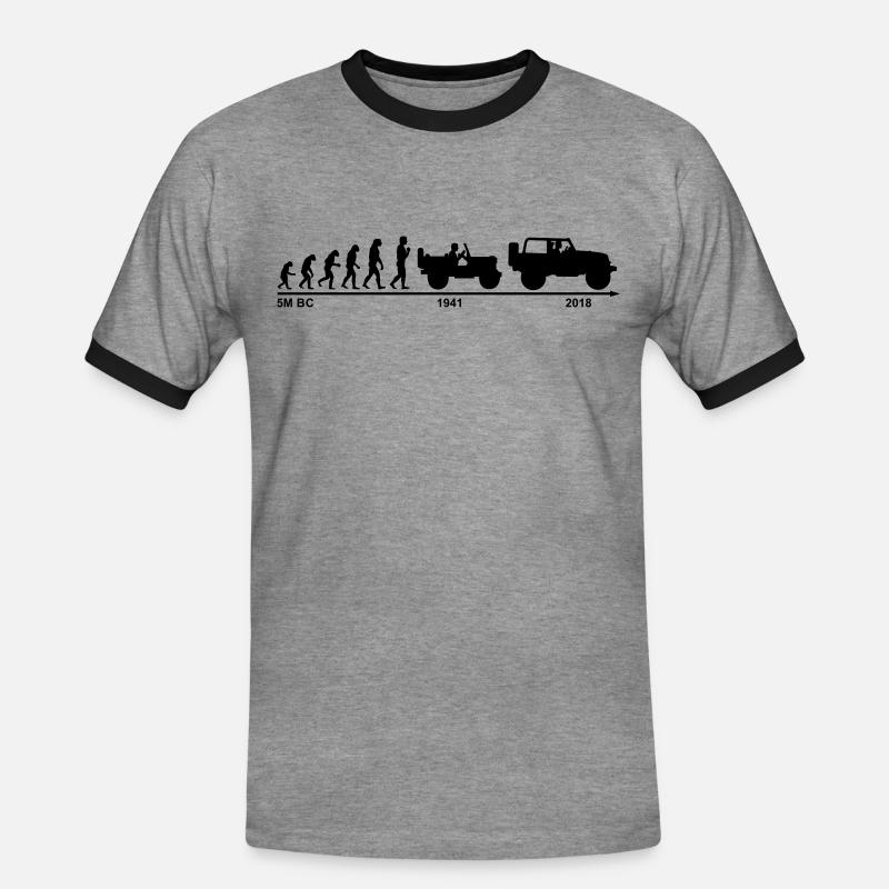 jeep evolution - Männer Kontrast-T-Shirt - Grau meliert/Schwarz