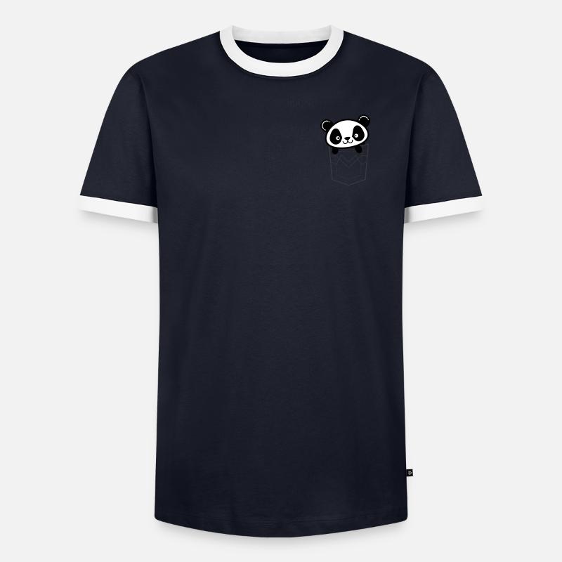 Panda lugt aus der Tasche Männer Kontrast-T-Shirt