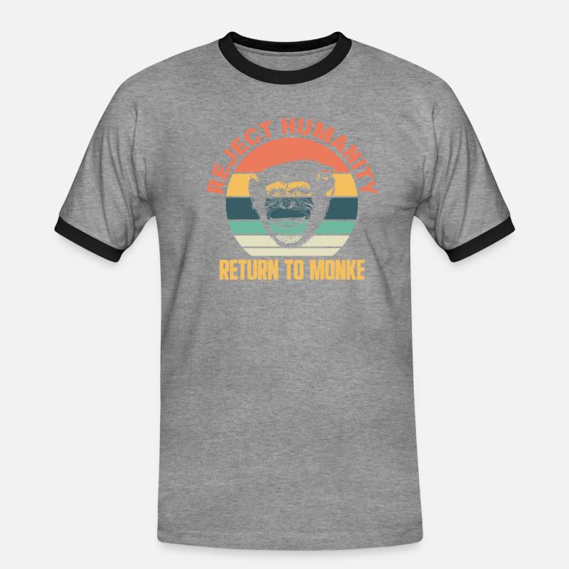 Affe Evolution Menschenaffen Affen Geschenk - Männer Kontrast-T-Shirt - Grau meliert/Schwarz