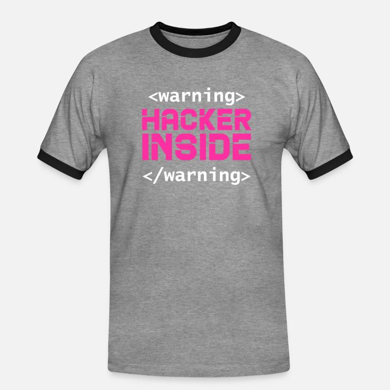 Hacker Coder Computer Hacking Gift - Men's Ringer Shirt - heather grey/black