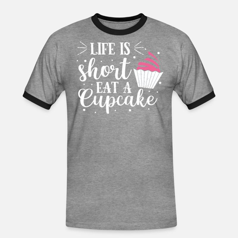 Cupcake - Men's Ringer Shirt - heather grey/black