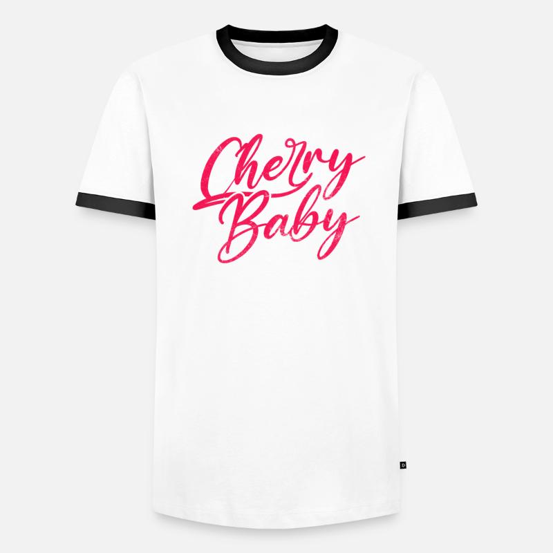 Kirsche Männer Kontrast-T-Shirt