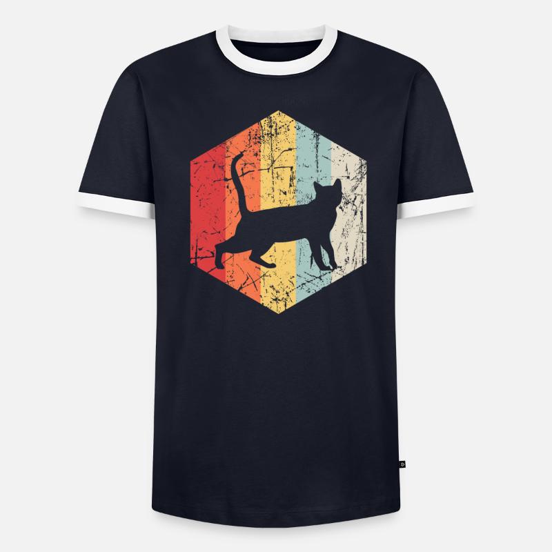 Chat rétro T-shirt contrasté Homme