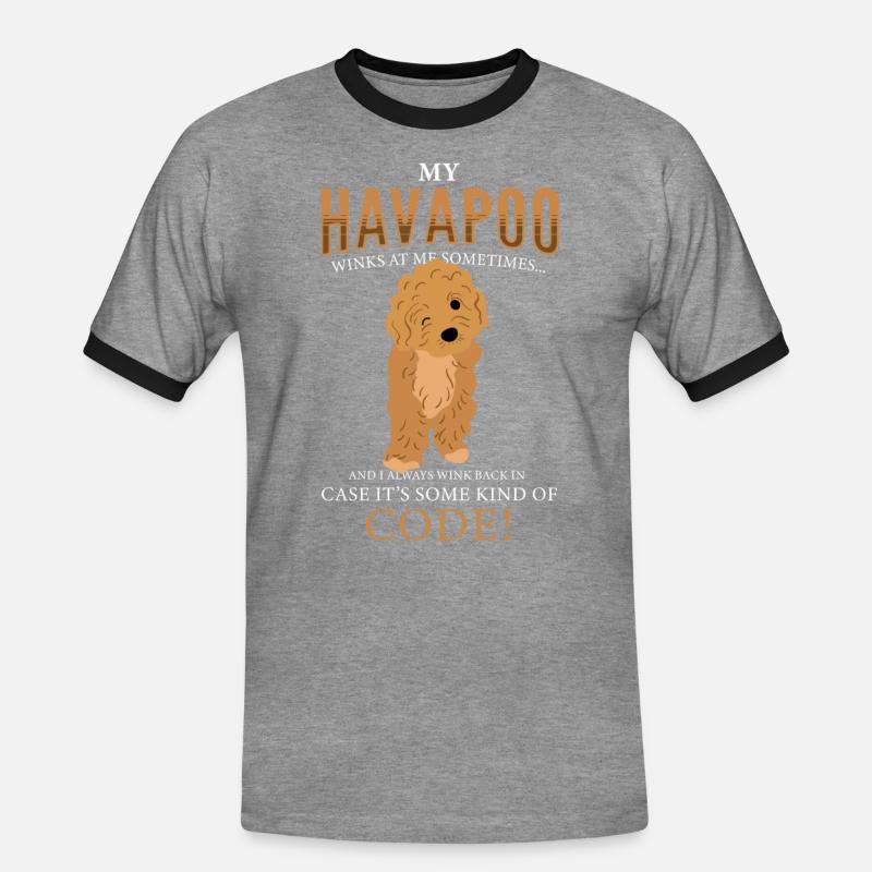 havapoo, havapoo poodle hybrid, havapoo humor, - Men's Ringer Shirt - heather grey/black