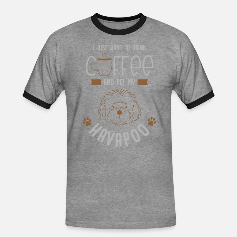 havapoo, havapoo Havanese, poodle, - Men's Ringer Shirt - heather grey/black