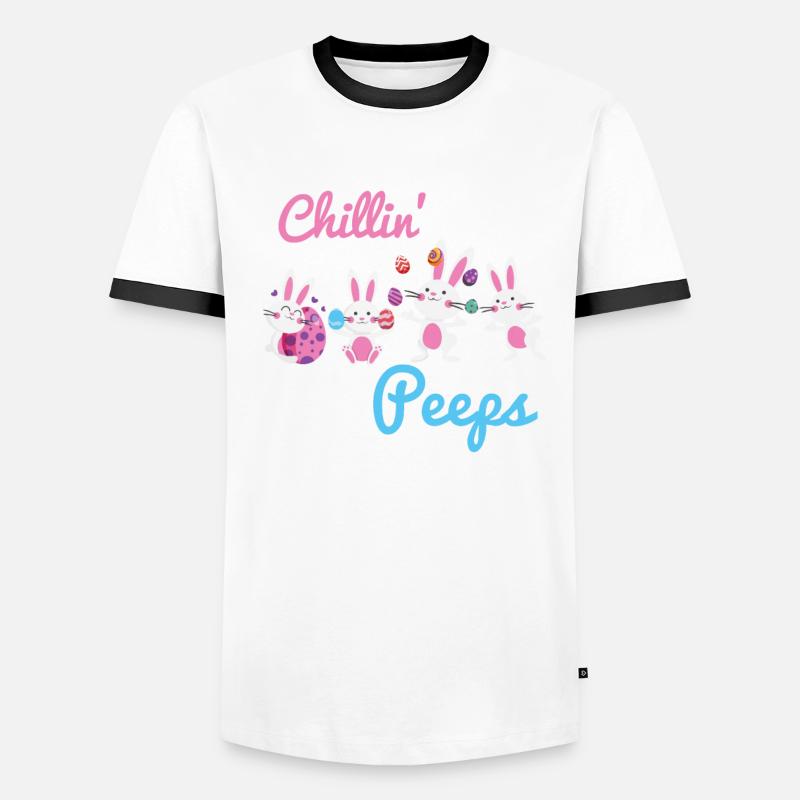 Chillin With My Peeps Eggs Lovers Happy Easter Coo Men's Ringer Shirt