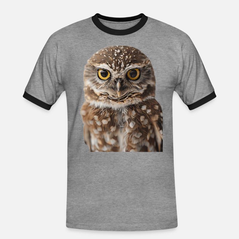 Eule - Männer Kontrast-T-Shirt - Grau meliert/Schwarz