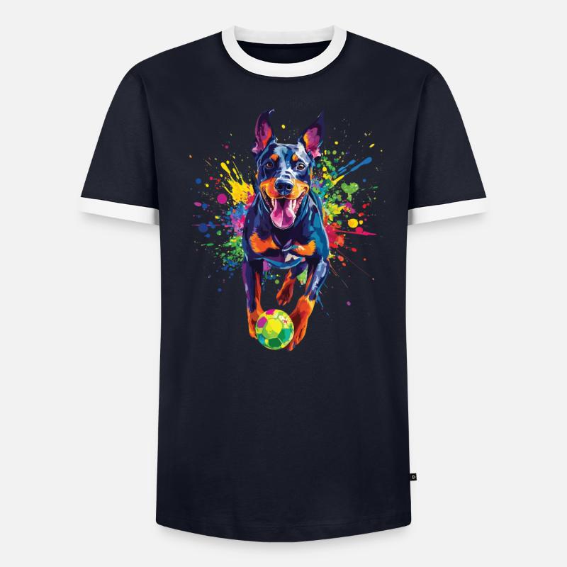 Dobermann Männer Kontrast-T-Shirt