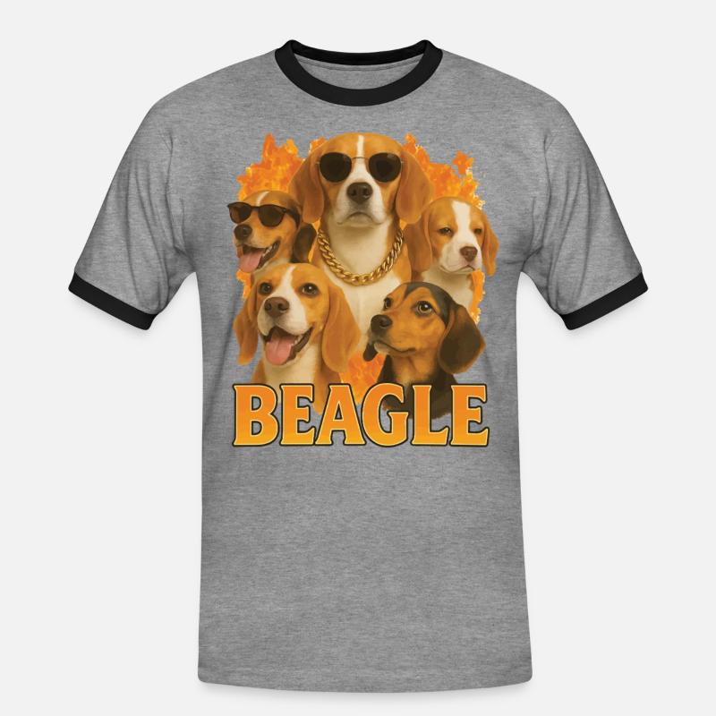 Beagle - Männer Kontrast-T-Shirt - Grau meliert/Schwarz