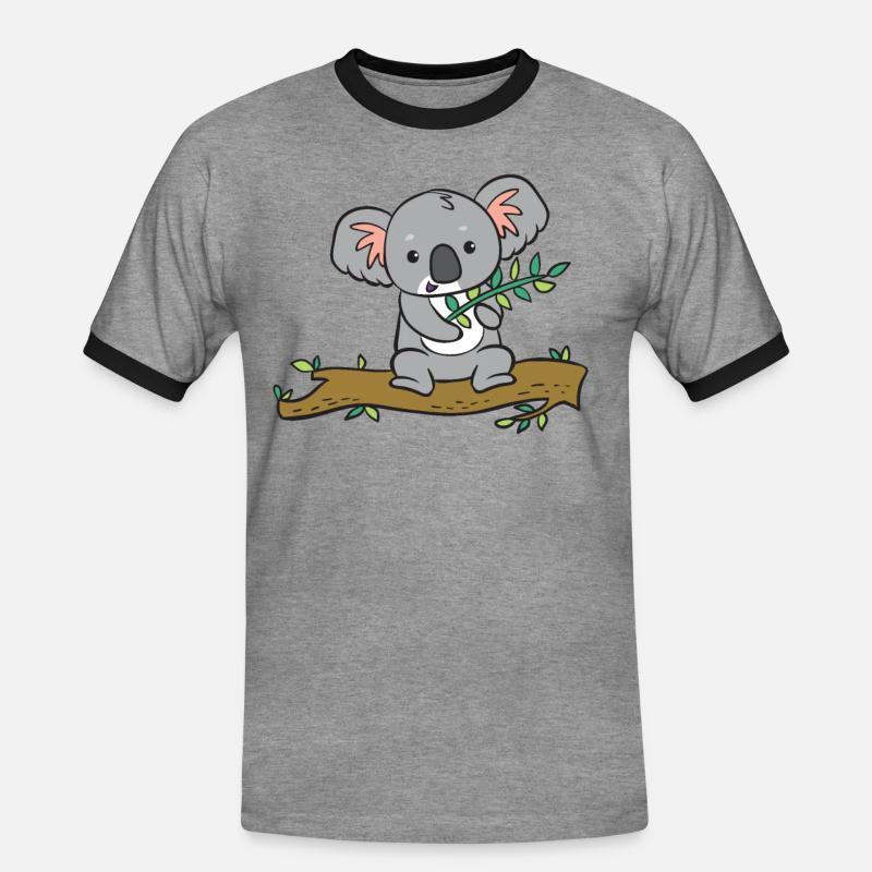 Koala - mit Eukalyptus auf Baum - Männer Kontrast-T-Shirt - Grau meliert/Schwarz