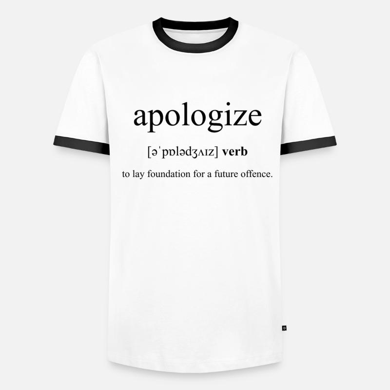 Apologize | entschuldigen Definition Dictionary Männer Kontrast-T-Shirt