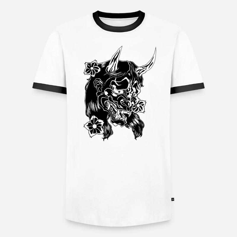 Devil with flowers black Men's Ringer Shirt