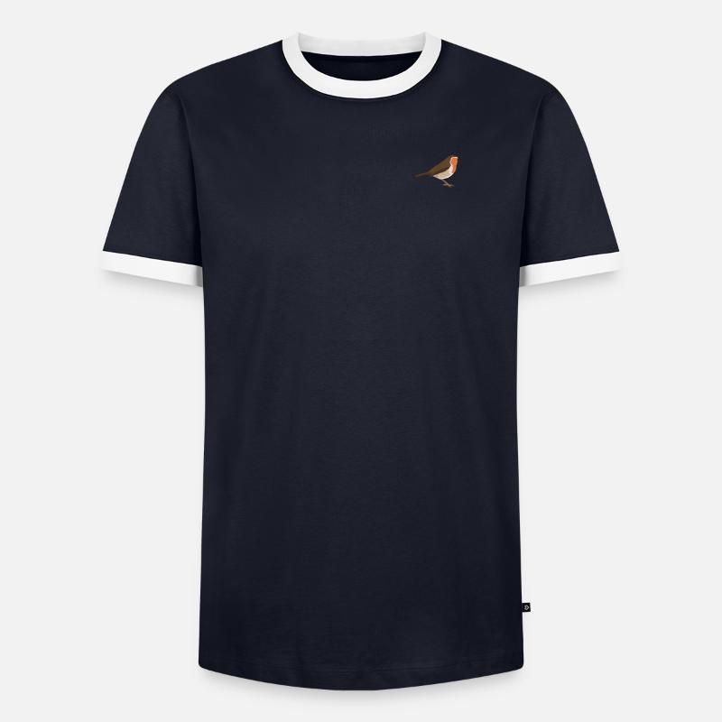 Rotkehlchen Männer Kontrast-T-Shirt