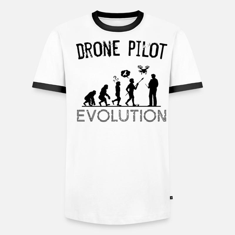 Drone Pilot Evolution Silhouette Drones Gift Men's Ringer Shirt