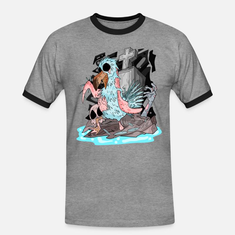 Zombie Möwe - Männer Kontrast-T-Shirt - Grau meliert/Schwarz