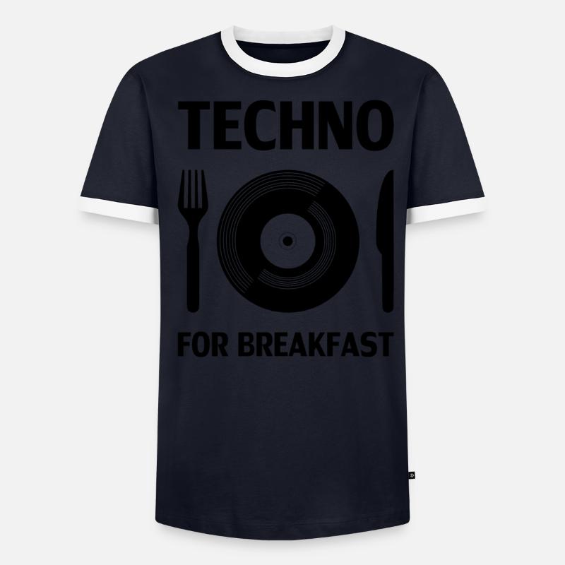 Techno - musique techno, rave, techno pour le petit déjeuner T-shirt contrasté Homme