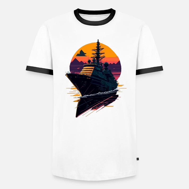 Kriegsschiff der Zerstörer Männer Kontrast-T-Shirt