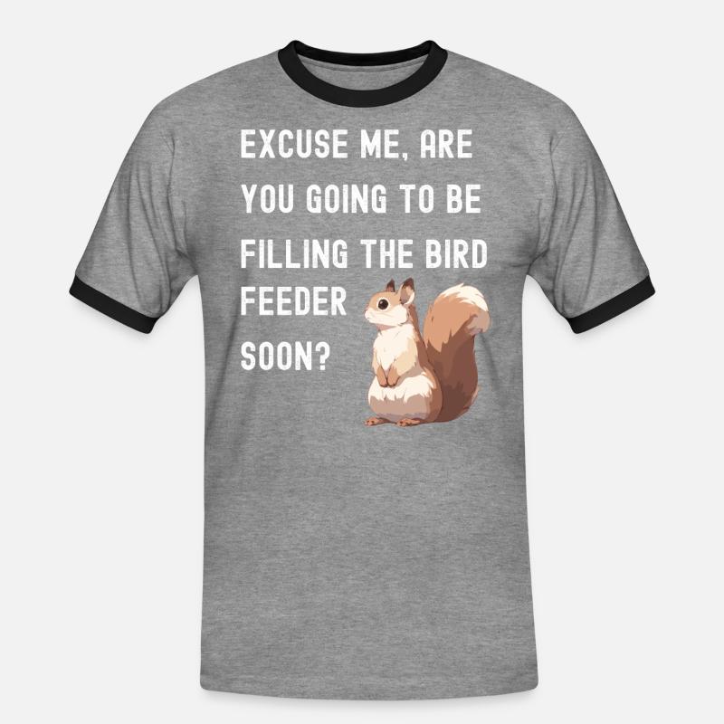Vogelfutter Eichhörnchen - Männer Kontrast-T-Shirt - Grau meliert/Schwarz
