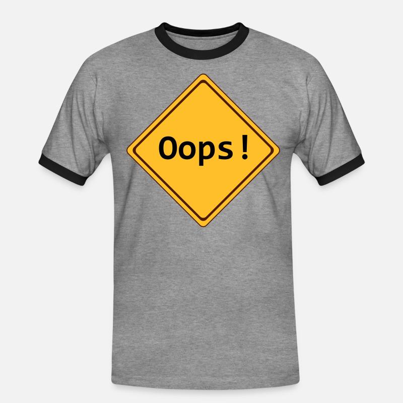 error, oops !, customizable - Men's Ringer Shirt - heather grey/black