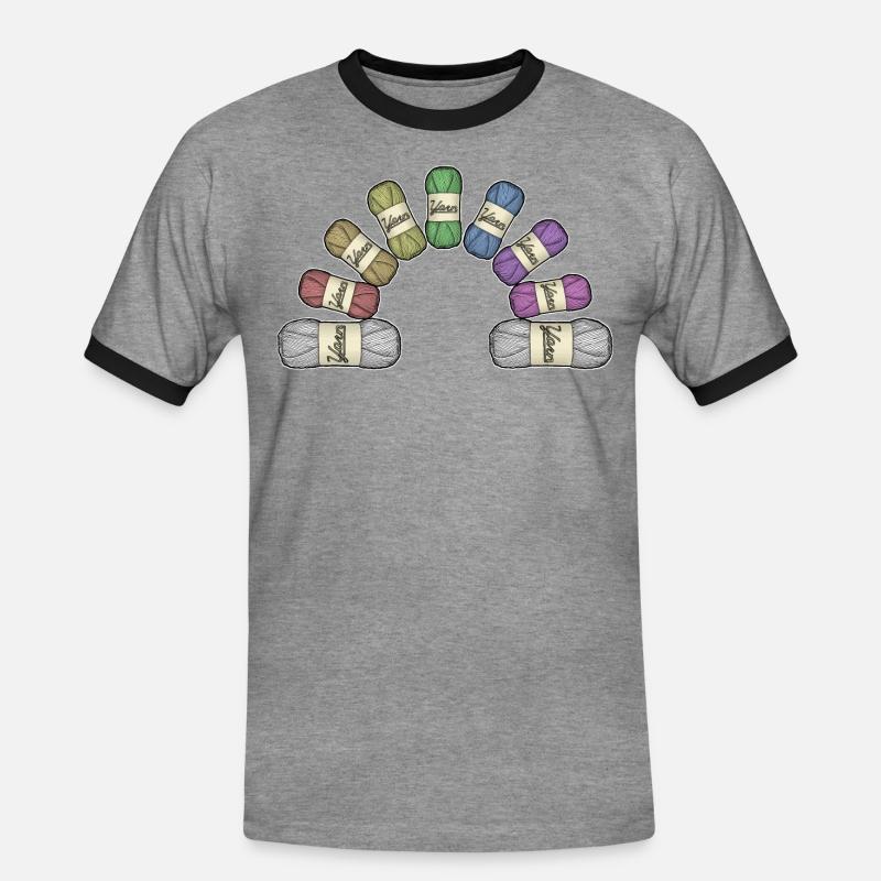 Regenbogen oder Garn - Männer Kontrast-T-Shirt - Grau meliert/Schwarz