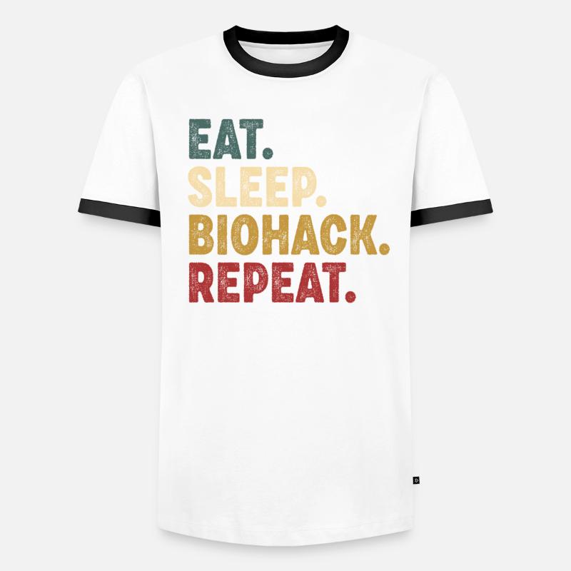Eat Sleep Biohacking Repeat Men's Ringer Shirt
