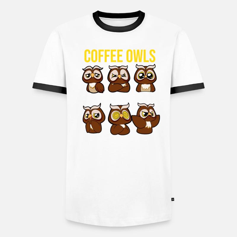 Kaffee-Eule Männer Kontrast-T-Shirt