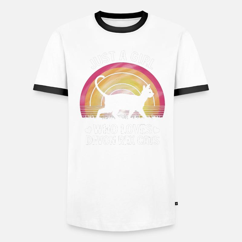 Katze Devon Rex Geschenk Männer Kontrast-T-Shirt