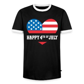 Happy 4th of July - Men's Ringer Shirt - black/white - Front - AI Model Female 172 light (172cm) & AI Model Male 178 light (178cm)