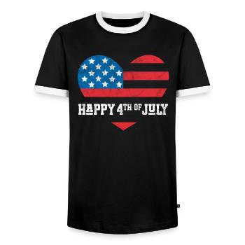 Happy 4th of July - Men's Ringer Shirt - black/white - Front - AI Model Female 172 light (172cm) & AI Model Male 178 light (178cm)