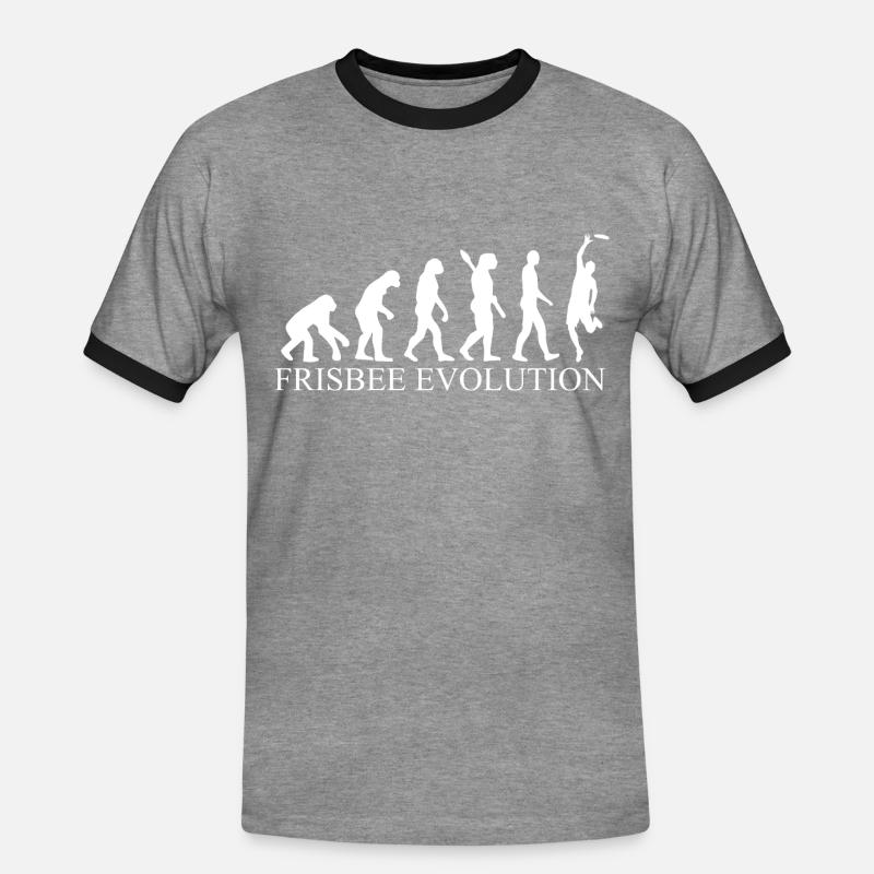 Frisbee evolution - Men's Ringer Shirt - heather grey/black