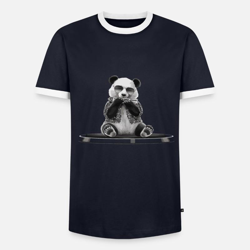 Panda Harmonica Playing Gift - Men's Ringer Shirt - undefined