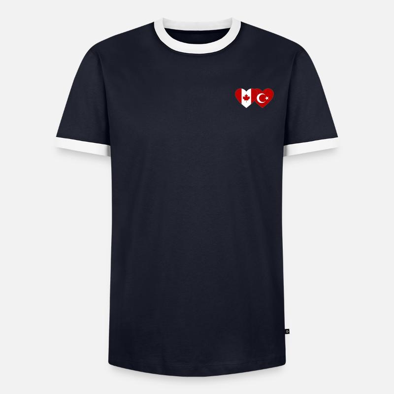 Canada Dinde Drapeau Coeur T-shirt contrasté Homme