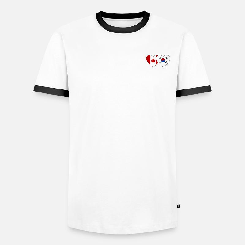 Drapeau du Canada Corée du Sud Coeur T-shirt contrasté Homme