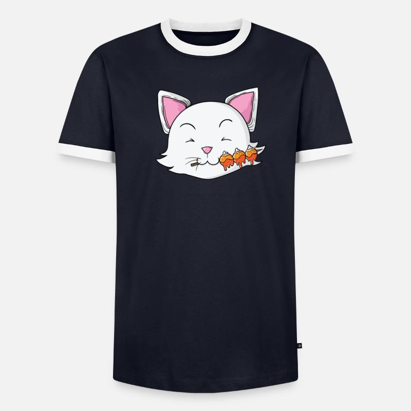 Cat eats dango rice dumplings Men's Ringer Shirt