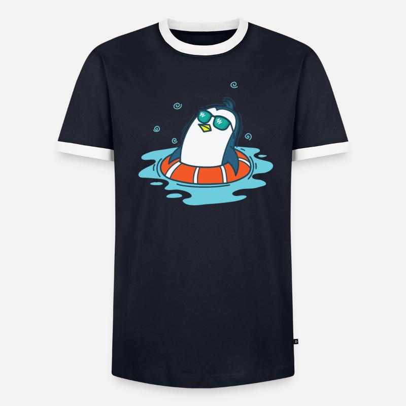 Pingouin se baignant avec des pneus de natation T-shirt contrasté Homme