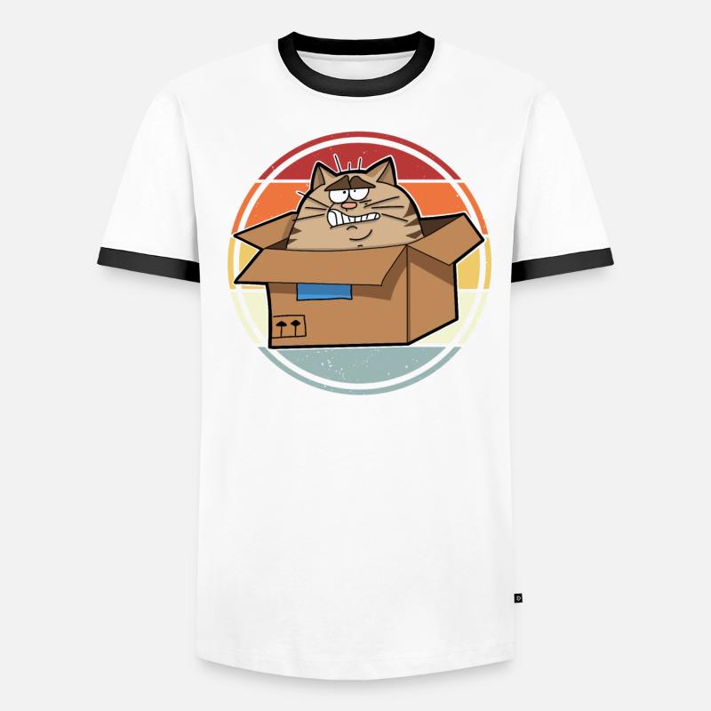 Chat dans une boîte T-shirt contrasté Homme