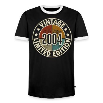 20th Birthday 2004 Vintage Retro Vinatge - Men's Ringer Shirt - black/white - Front - AI Model Female 172 light (172cm) & AI Model Male 178 light (178cm)